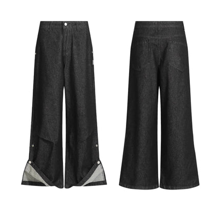 ADJUSTABLE HEM WIDE STRAIGHT DENIM