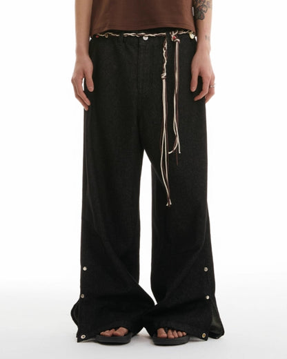 ADJUSTABLE HEM WIDE STRAIGHT DENIM