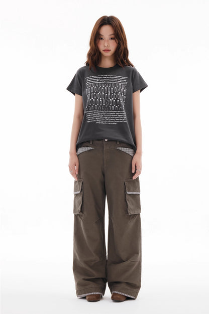 RETRO PLAID PATCH WORK PANTS