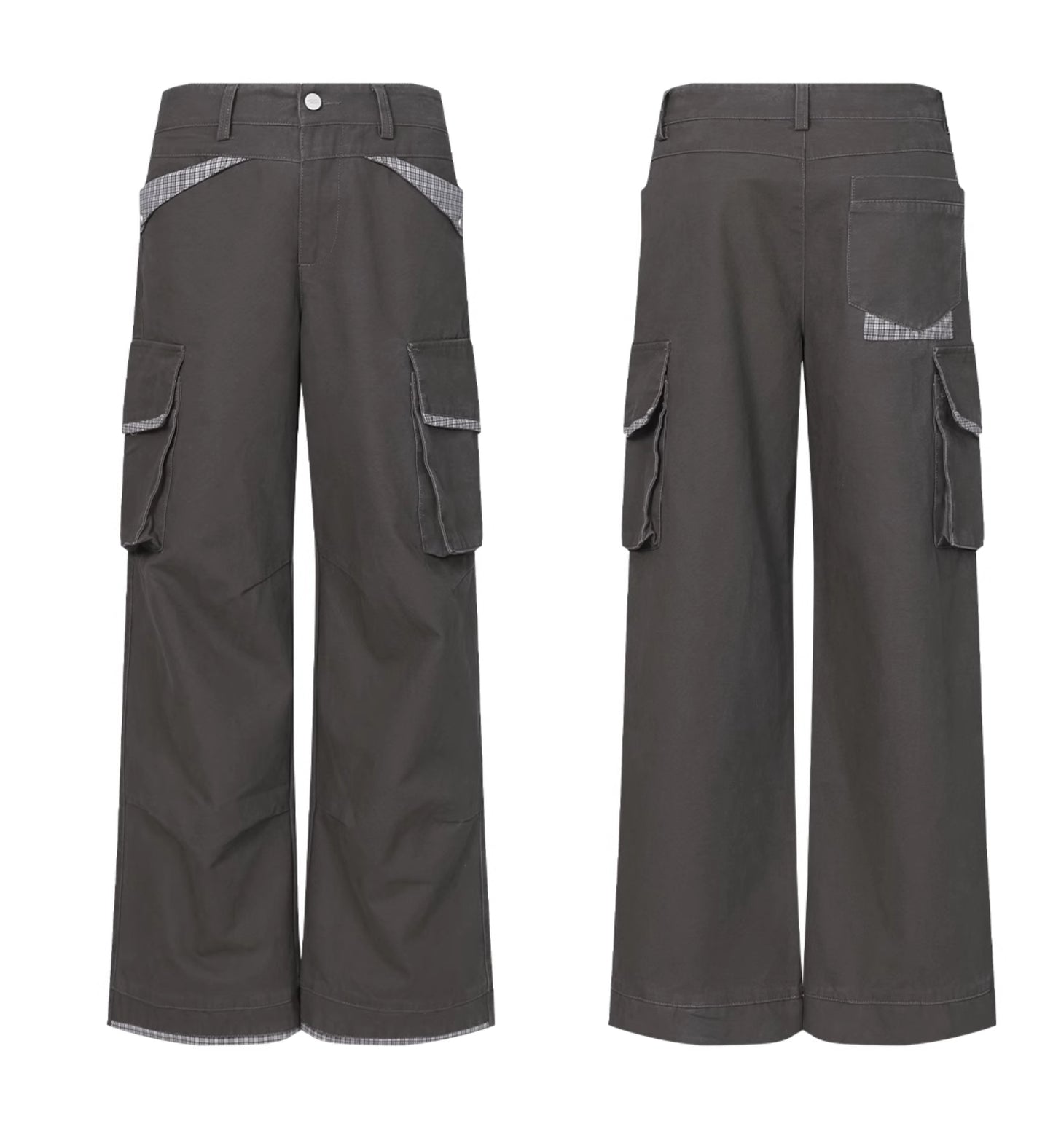 RETRO PLAID PATCH WORK PANTS