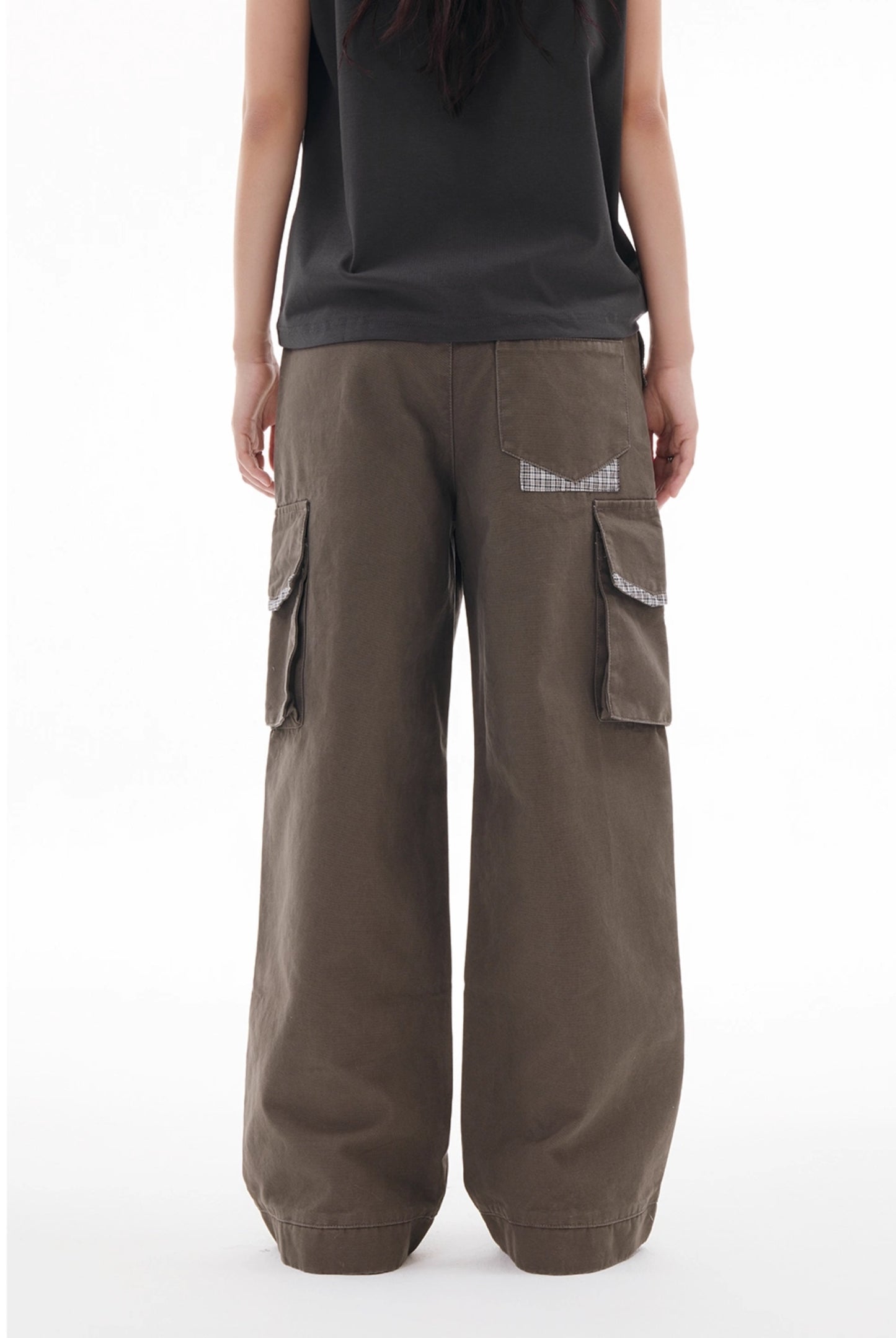 RETRO PLAID PATCH WORK PANTS