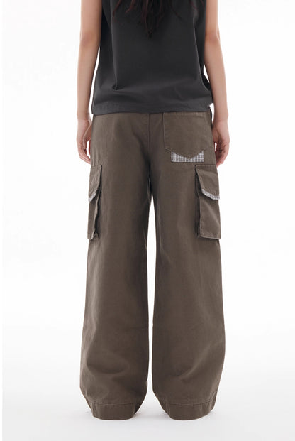 RETRO PLAID PATCH WORK PANTS