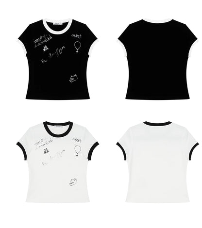 SILVER GRAPHIC PAINTED TEE