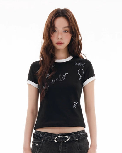 SILVER GRAPHIC PAINTED TEE