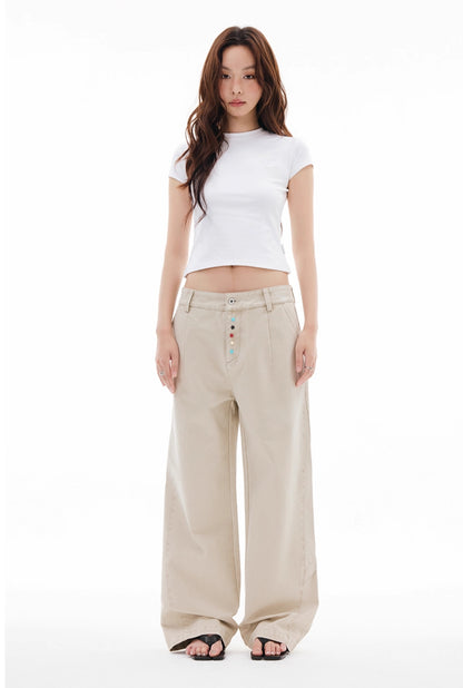 STAR BUTTON VINTAGE STRAIGHT SLACKS