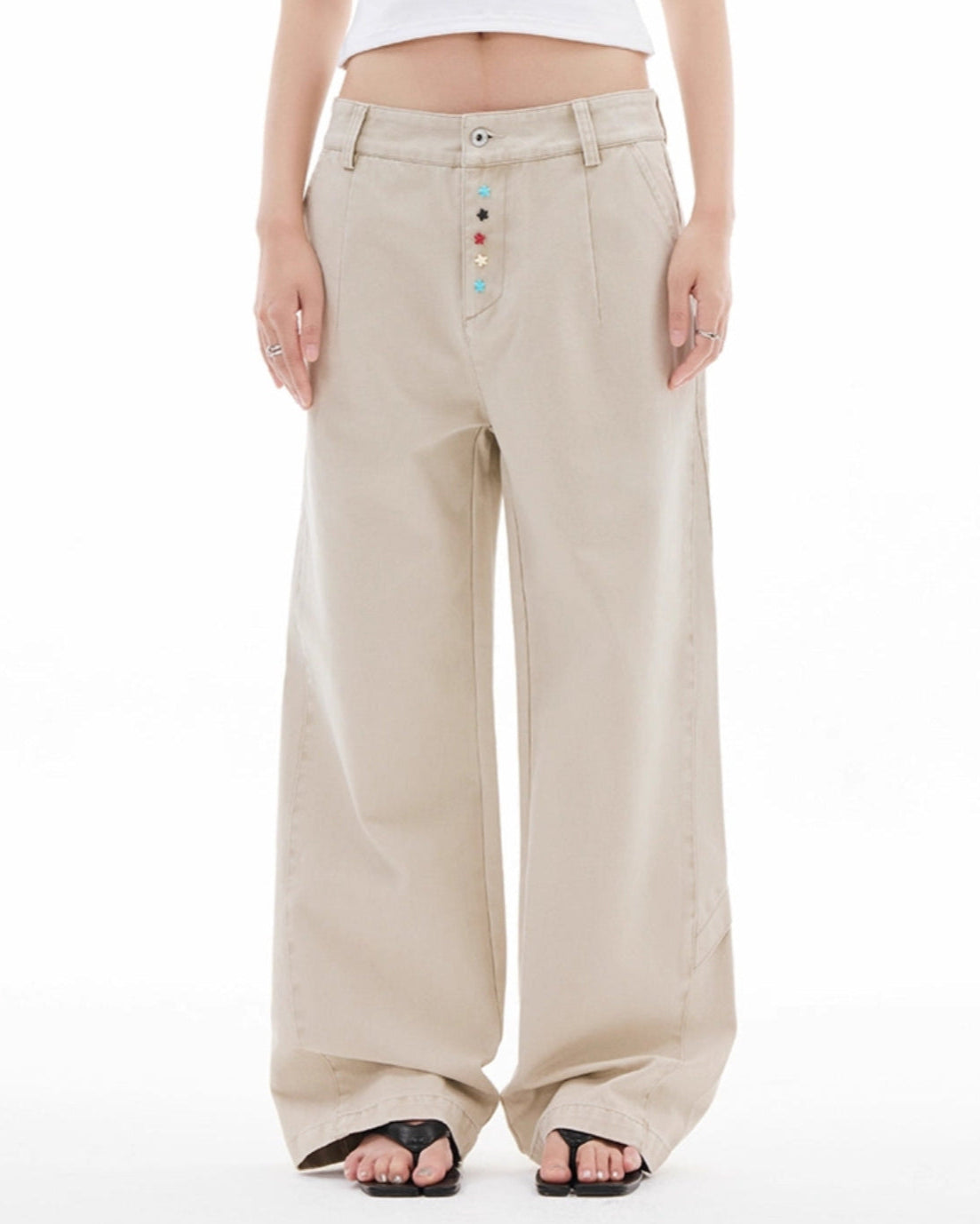 STAR BUTTON VINTAGE STRAIGHT SLACKS