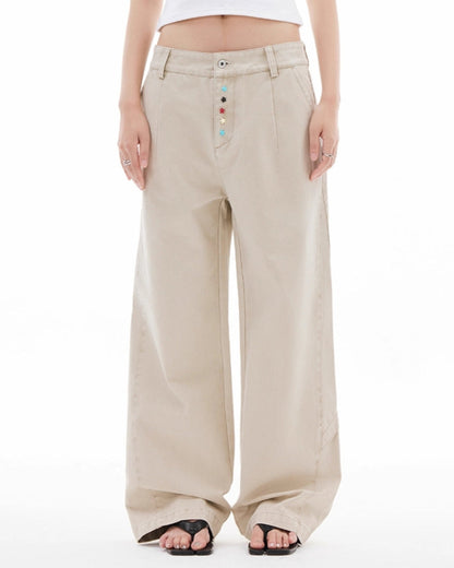 STAR BUTTON VINTAGE STRAIGHT SLACKS