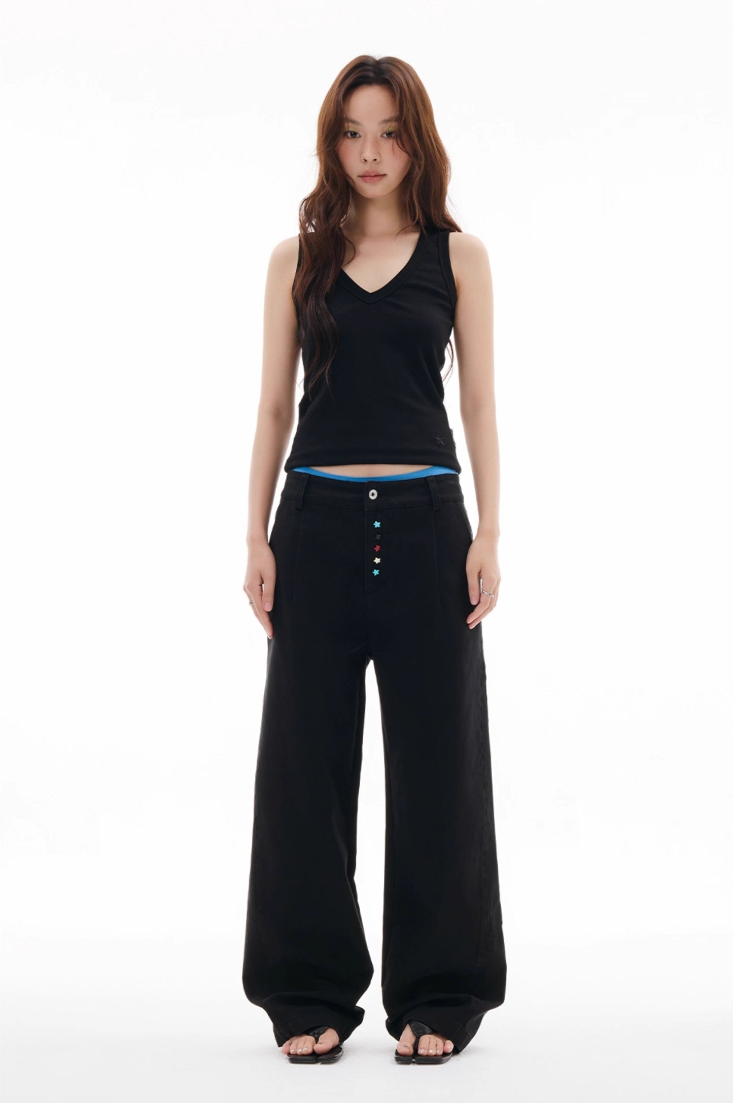 STAR BUTTON VINTAGE STRAIGHT SLACKS