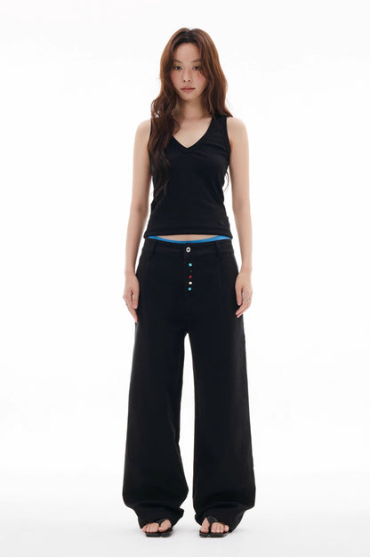 STAR BUTTON VINTAGE STRAIGHT SLACKS