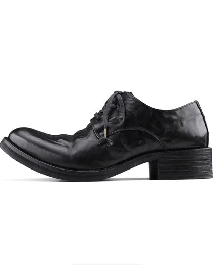 PLEATED LAYERED COWHIDE DERBY SHOES