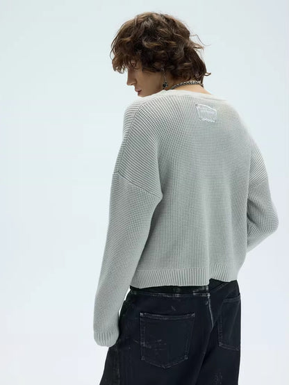 LOOSE TRICOLOR V-NECK SWEATER