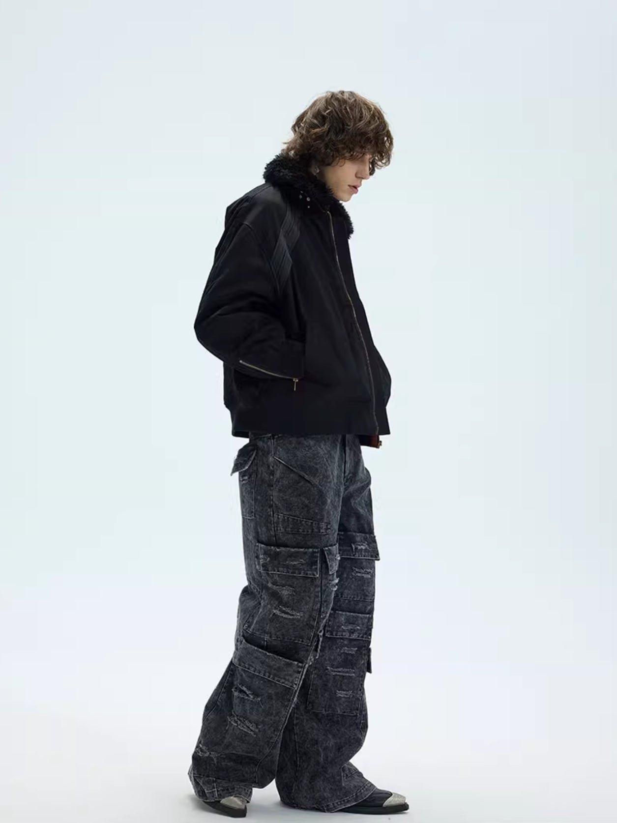 FUR COLLAR BOMBER JACKET