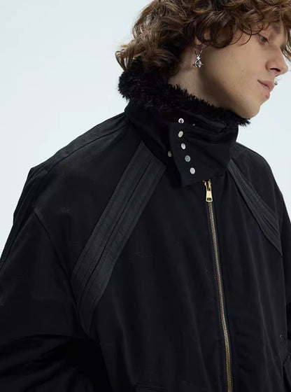 FUR COLLAR BOMBER JACKET