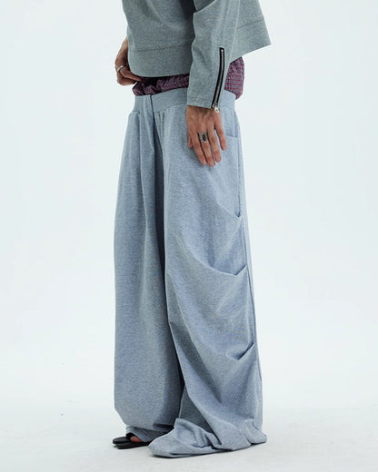 ASYMMETRIC DRAPE BAGGY SWEATPANTS