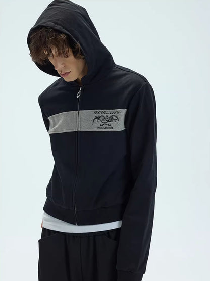 CONTRAST PATCHWORK ZIP HOODIE