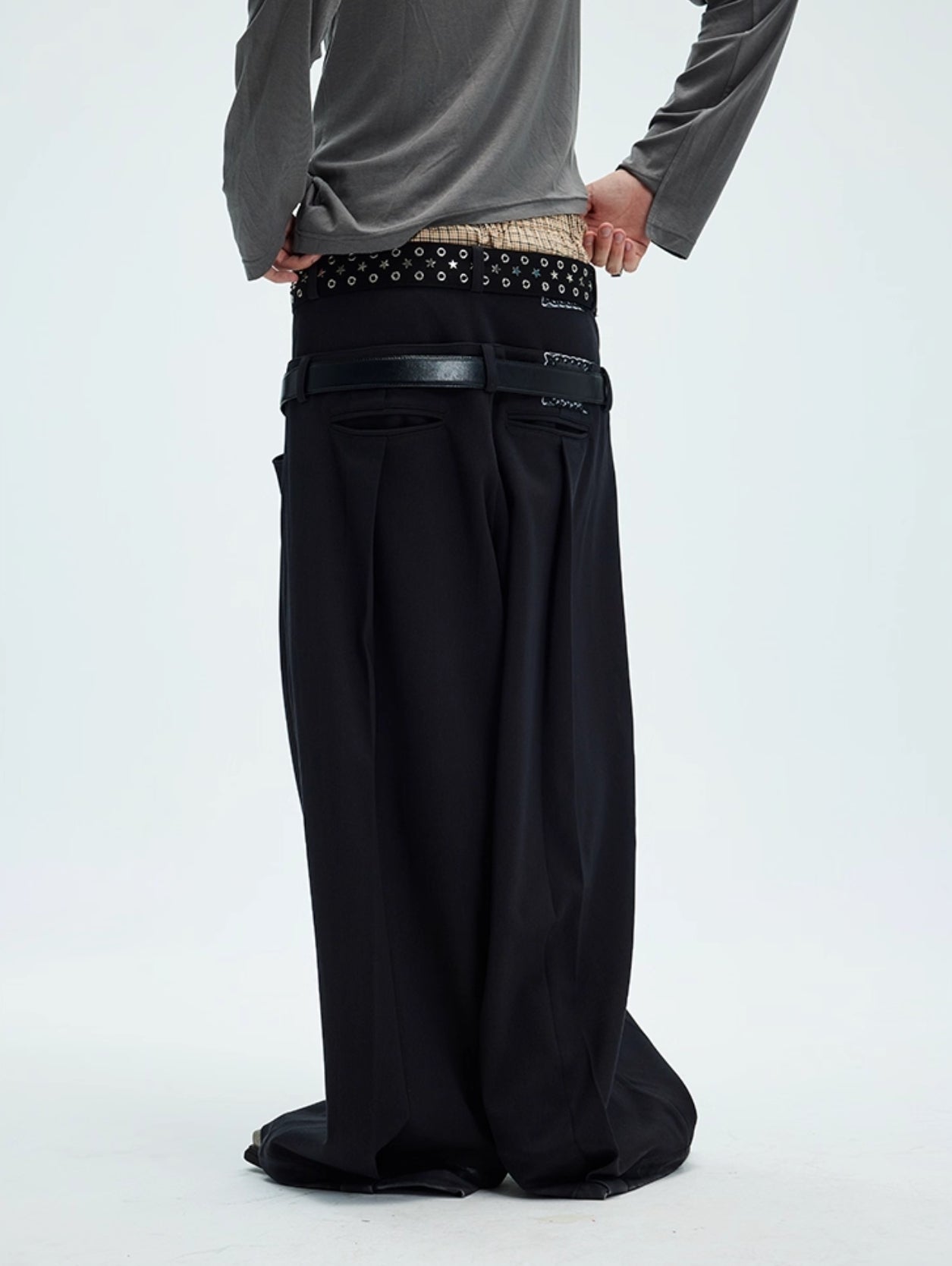 DRAPED LAYERED WAIST TROUSERS