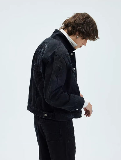 HEAVY WASH DISTRESSED DENIM JACKET