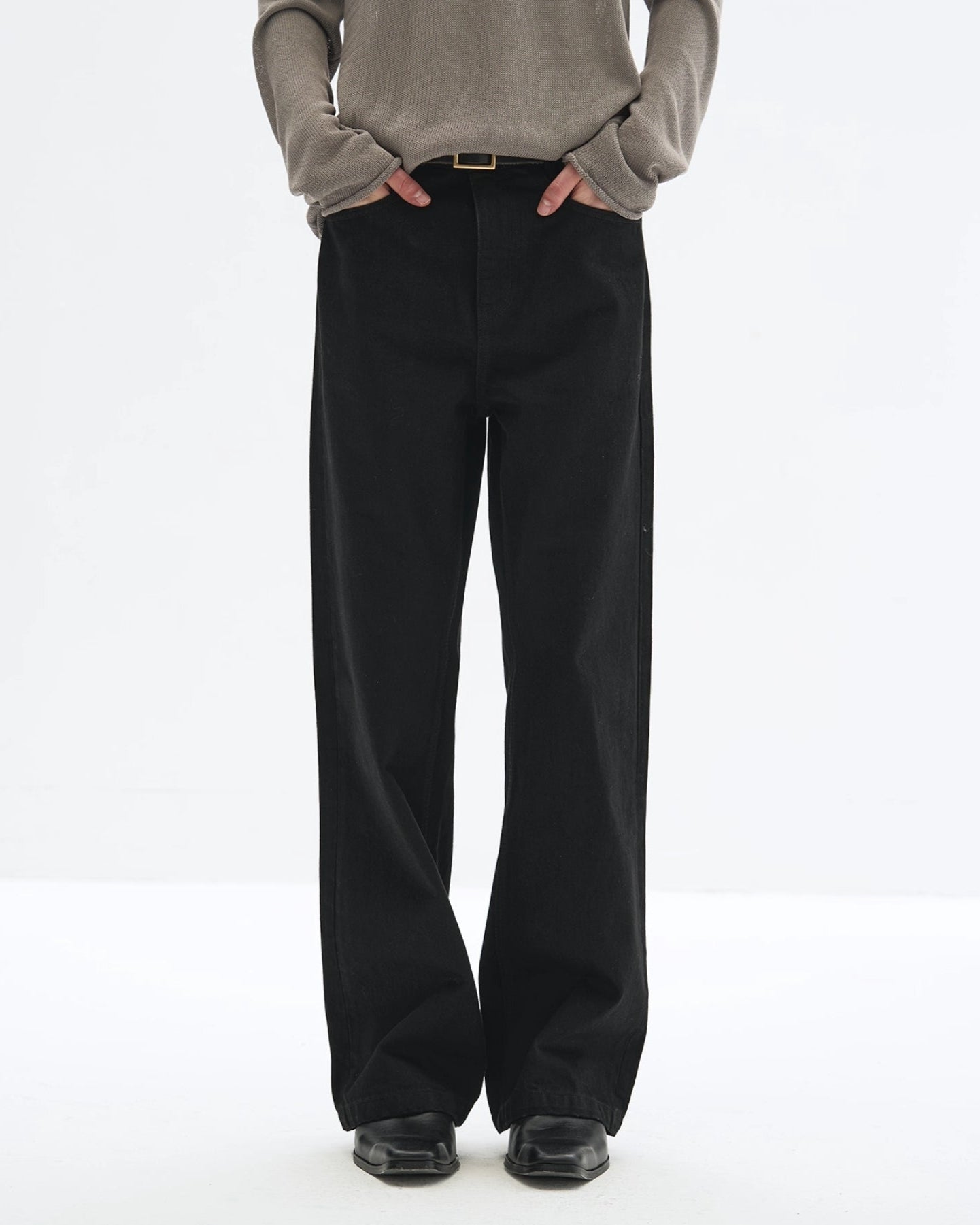 CARBON BLACK STRING HEM DENIM