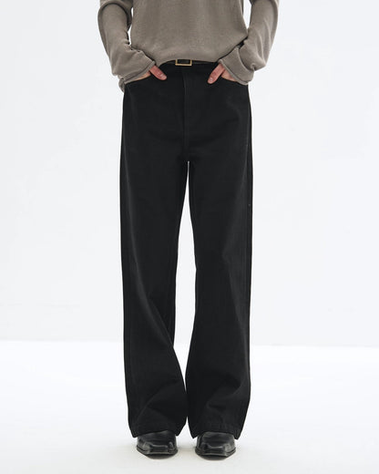 CARBON BLACK STRING HEM DENIM