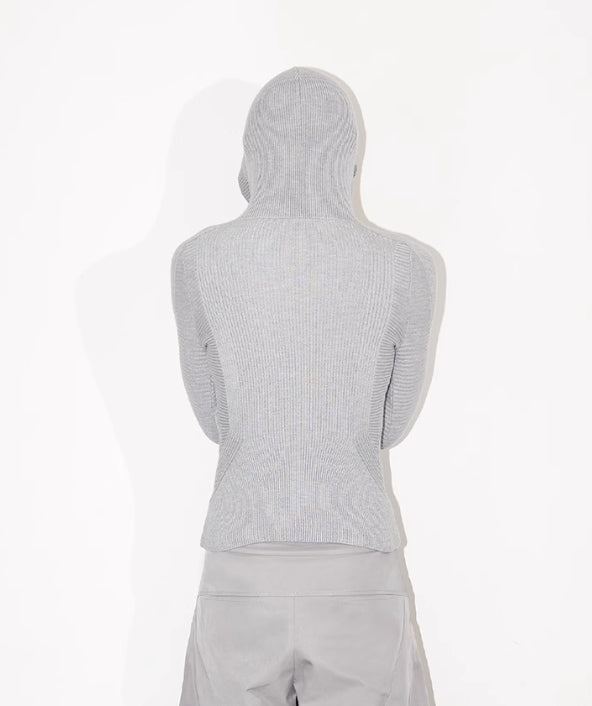 CURVED FINE HOLE KNIT SWEATER