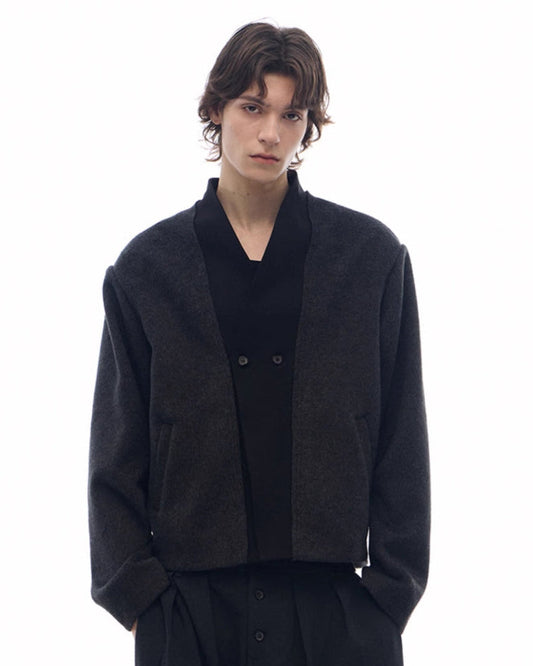 MATING PIGEON RAW EDGE DOUBLE BUTTON COAT