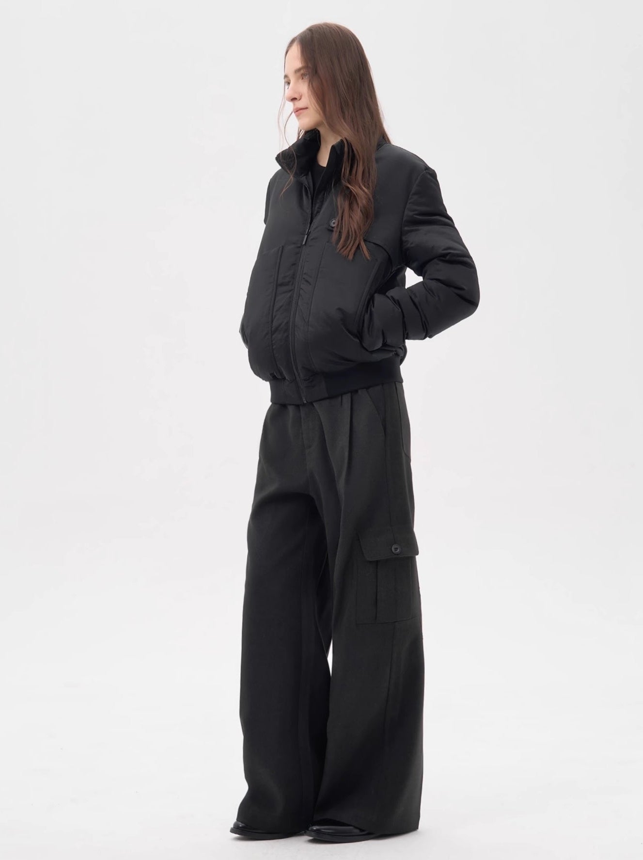 ROCK GREY VANISHING POCKET A-LINE LONG PANTS