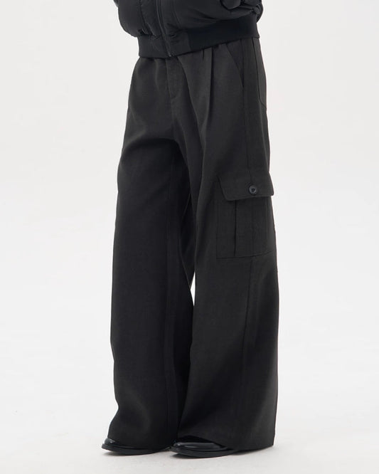 ROCK GREY VANISHING POCKET A-LINE LONG PANTS