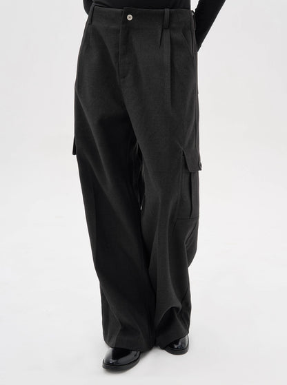 ROCK GREY VANISHING POCKET A-LINE LONG PANTS