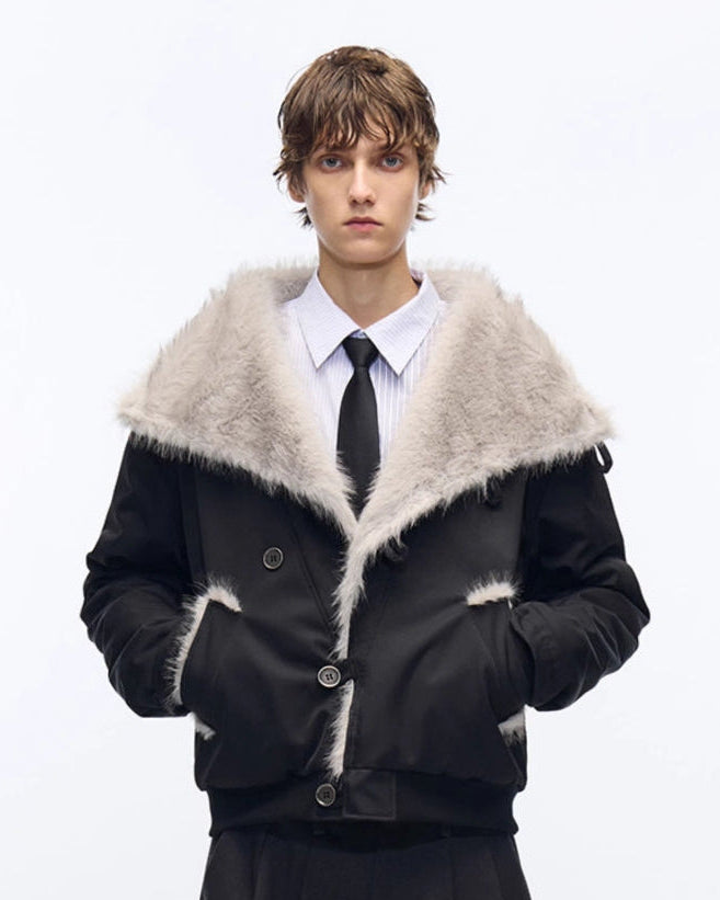 PADDED MINK WOOL BOMBER JACKET