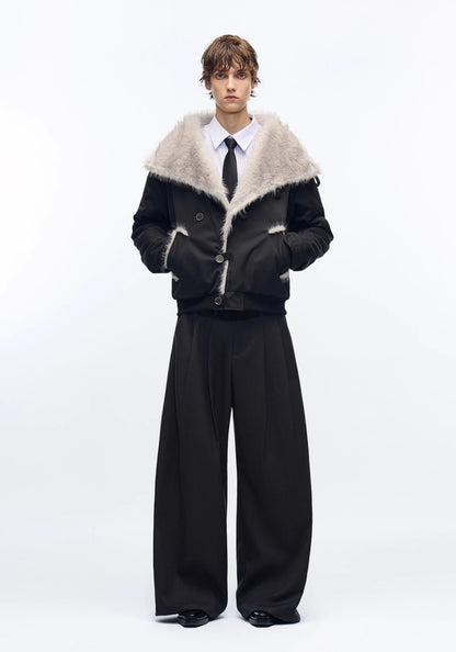 PADDED MINK WOOL BOMBER JACKET