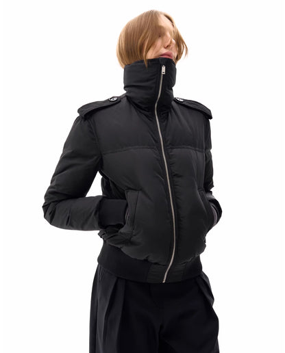 RUGGED SCARF COLLAR CARBON BLACK PUFFER