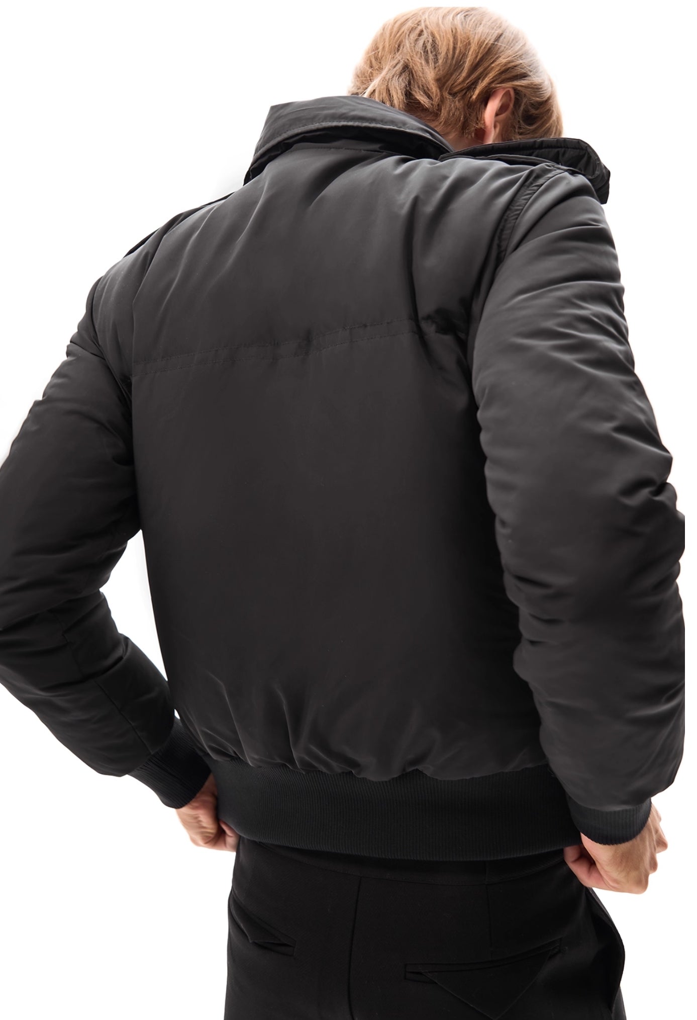 RUGGED SCARF COLLAR CARBON BLACK PUFFER