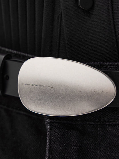 ACCUMULATED SILVER BUCKLE BREATHABLE LEATHER BELT