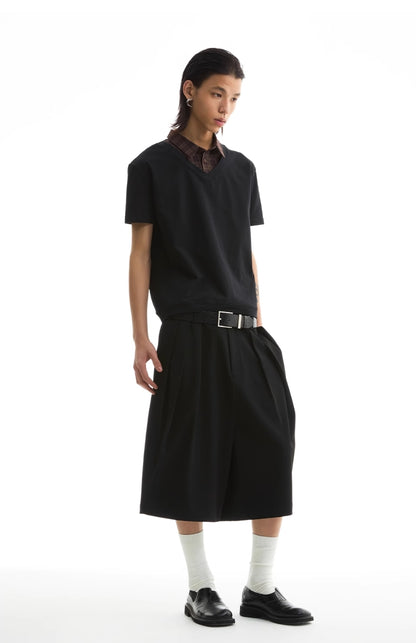 DOUBLE PANEL PLEATED SHORTS