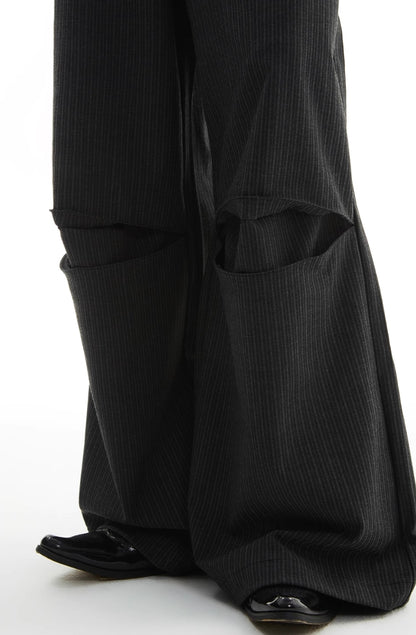 STRIPED DEFORMED SLACKS
