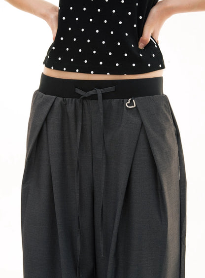 CONTRAST WAIST STRAIGHT TROUSERS