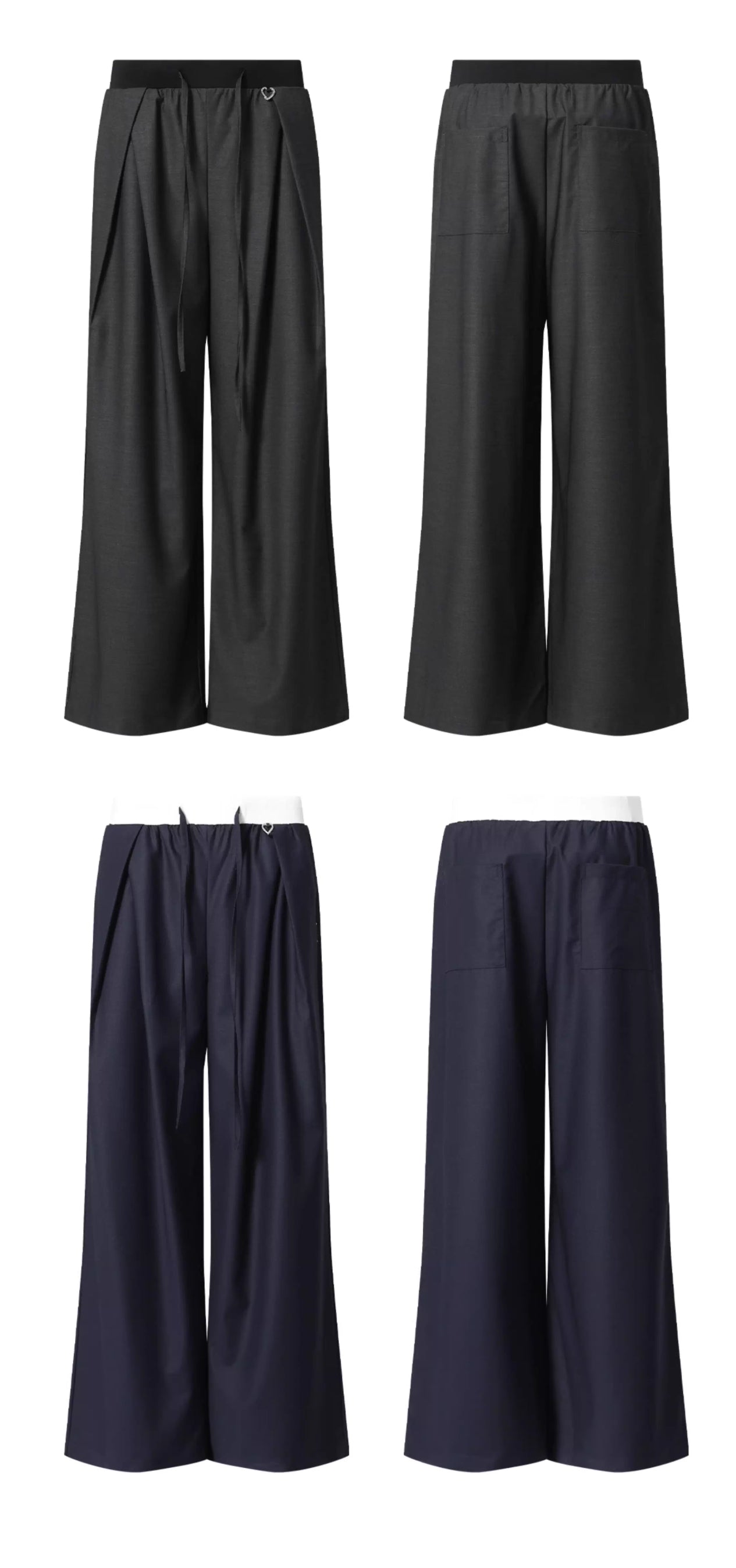 CONTRAST WAIST STRAIGHT TROUSERS