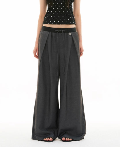 CONTRAST WAIST STRAIGHT TROUSERS