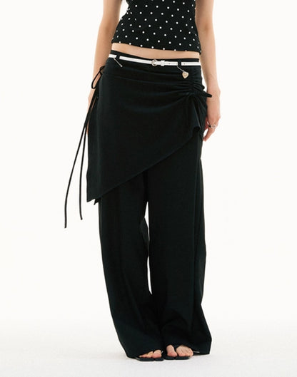 DETACHABLE SHIRRING SKIRT PANTS
