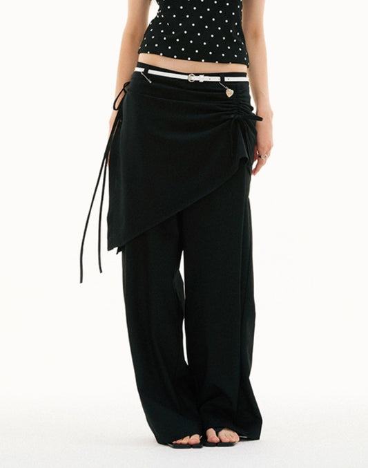 DETACHABLE SHIRRING SKIRT PANTS