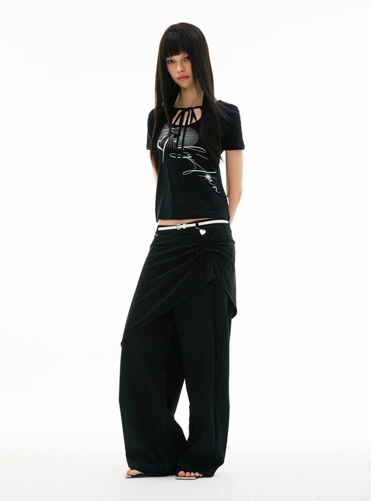 DETACHABLE SHIRRING SKIRT PANTS