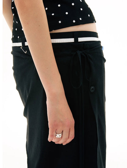 DETACHABLE SHIRRING SKIRT PANTS