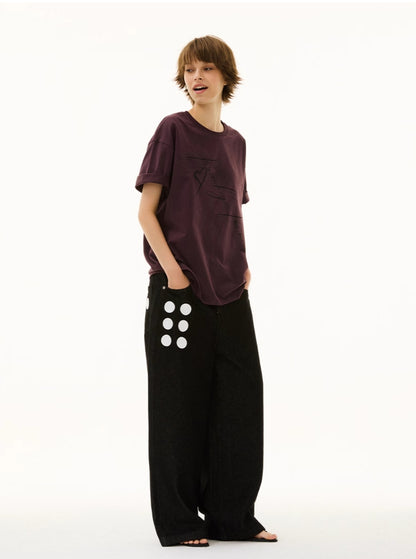 LOOSE DOT PRINT JEANS