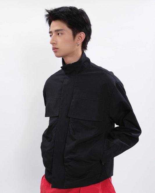 TWILL ZIP STAND COLLAR JACKET