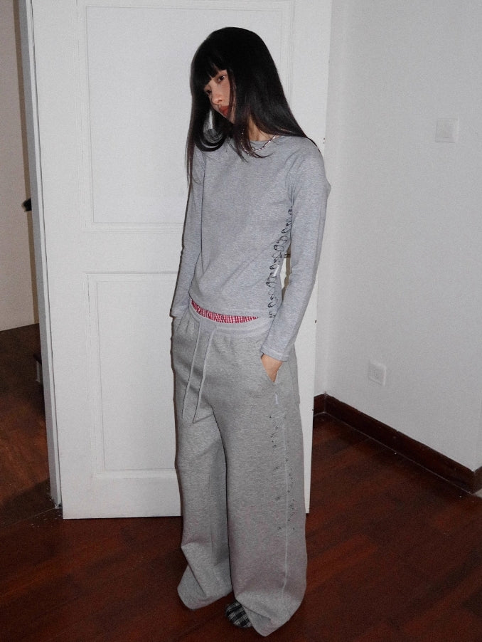 SIDE SEAM PIN PRINT SWEATPANTS