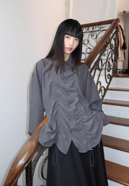 DRAWSTRING LOOSE SHIRT JACKET