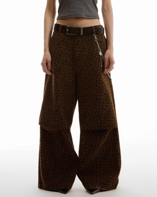 DARK LEOPARD WIDE PANTS