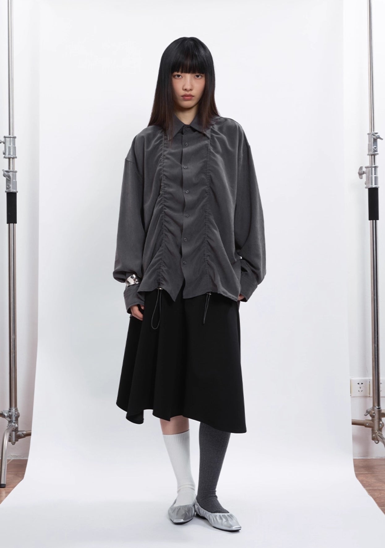 DRAWSTRING LOOSE SHIRT JACKET