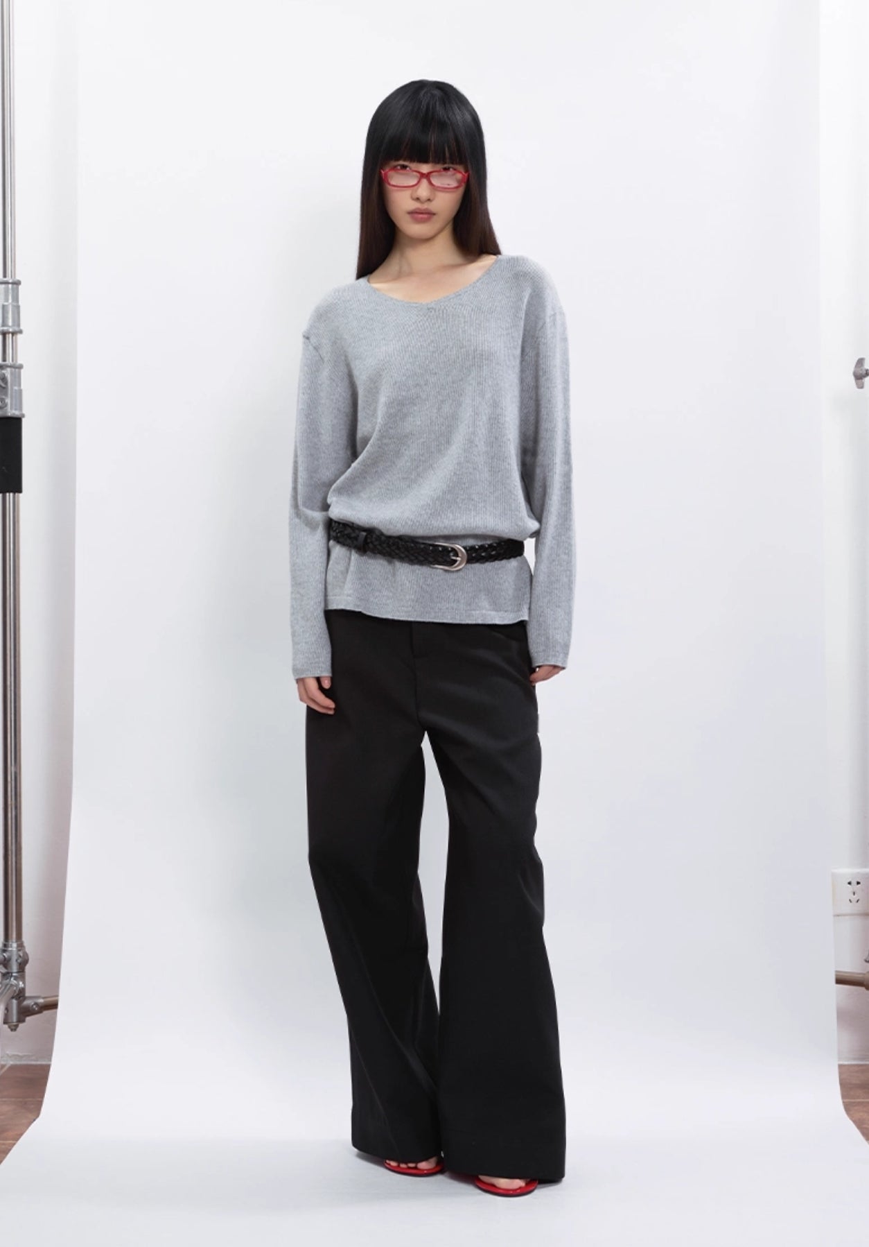 THICK TEXTURED STRAIGHT TROUSERS