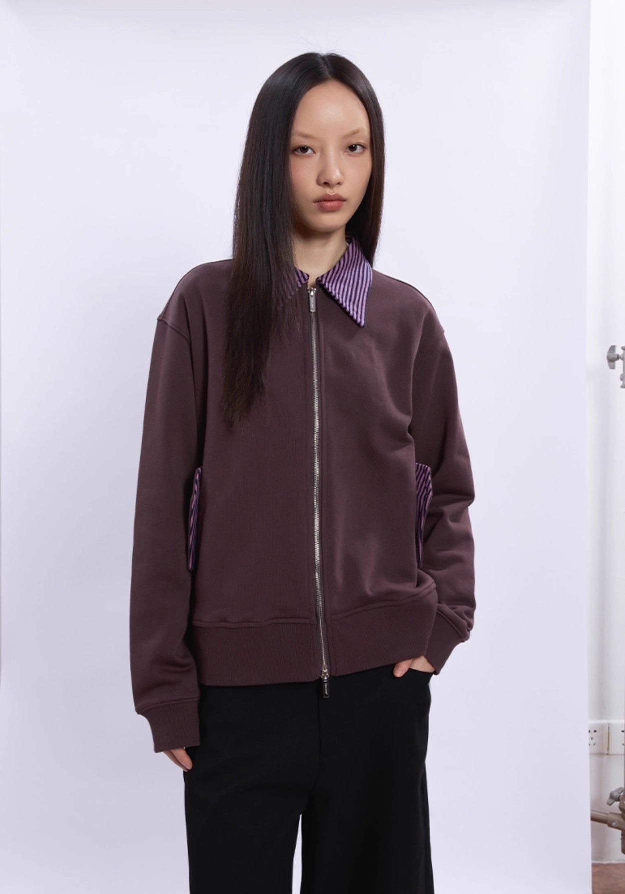 PATCHWORK STRIPED LOOSE JACKET